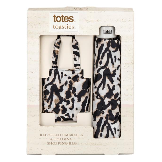 totes® Supermini & Matching Bag in Bag Umbrella Shopper Animal Markings Print ( 3 Section ) Extra Image 5
